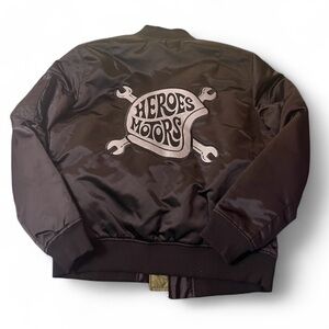 NWT HEROS MOTORS LA BACK PATCH BLACK BOMBER JACKET